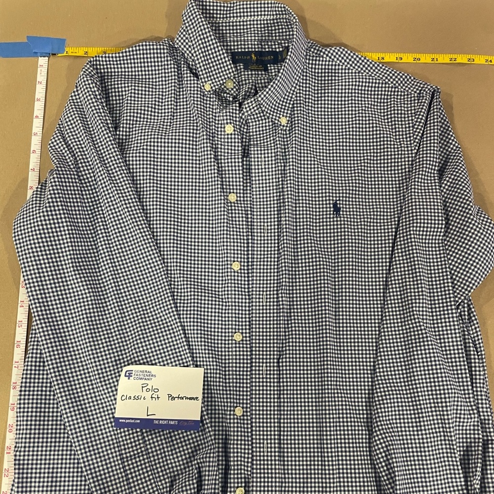 Polo Ralph Lauren Classic Fit Performance Button Down Blue/White Plaid L
